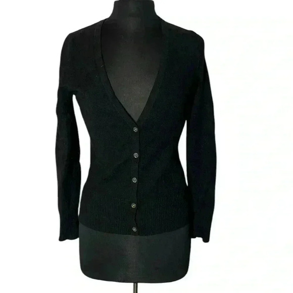 Theory Black 100% Cashmere Button Front Cardigan Sweater Jacket Size M - Picture 1 of 6